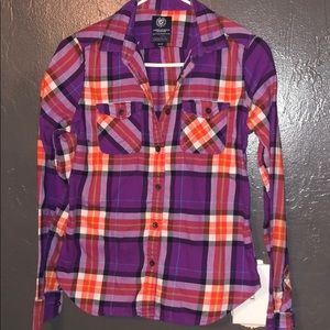 💕Purple plaid button down BOGO